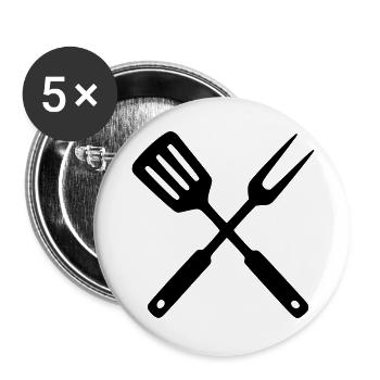Grillbesteck BBQ Grillmeister Foodtruck Crew - Buttons groß 56 mm (5er Pack) - Weiß - Vorne