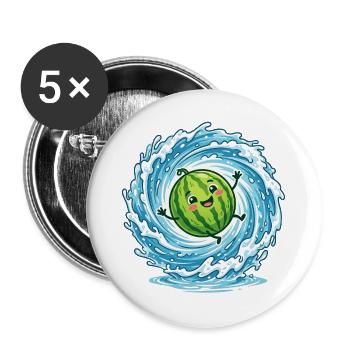 Éclaboussures de pastèque, ambiances de piscine d’été, mesdames - Lot de 5 grands badges (56 mm) - blanc - Devant