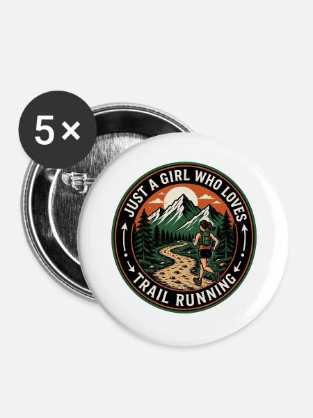 Nur ein Mädchen, das Trailrunning liebt - Buttons groß 56 mm (5er Pack) - Weiß