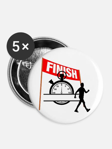 Walking Finish Time Men - Buttons groß 56 mm (5er Pack) - Weiß