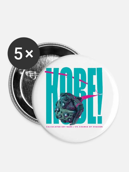 KOBE! Kalkulierte Sky Nade - Buttons groß 56 mm (5er Pack) - Weiß