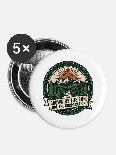 Food From The Sun - Buttons groß 56 mm (5er Pack) - Weiß
