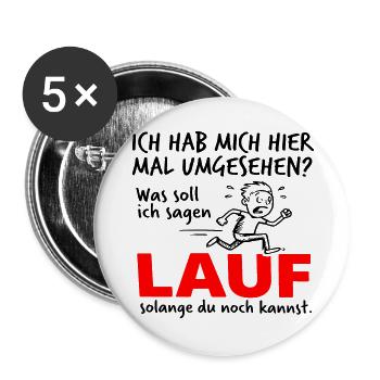 Lauf solange du noch kannst – Lustiges Comic - Buttons groß 56 mm (5er Pack) - Weiß - Vorne
