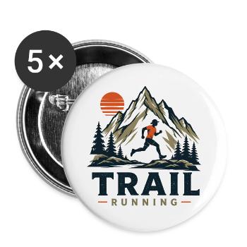 Course sur sentier - Lot de 5 grands badges (56 mm) - blanc - Devant
