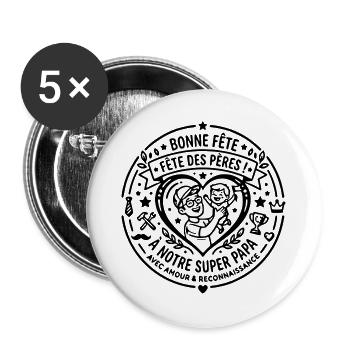 Fête des pères  - Lot de 5 grands badges (56 mm) - blanc - Devant
