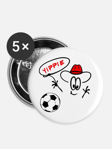 Cowboy Fußball  - Buttons groß 56 mm (5er Pack) - Weiß