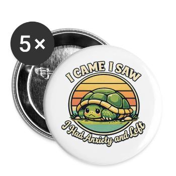 Je suis venu, j’ai vu gauche de la tortue effrayée - Lot de 5 grands badges (56 mm) - blanc - Devant