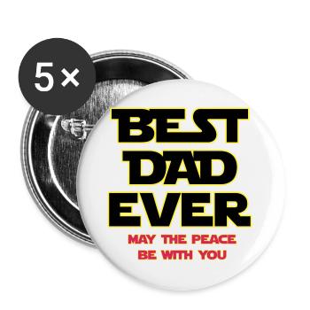 Meilleur Papa Épanouie Néon - Lot de 5 grands badges (56 mm) - blanc - Devant
