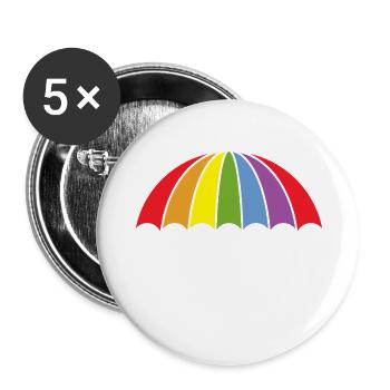 LGBTQ Retro Umbrella for Gay Pride - Buttons large 2.2''/56 mm (5-pack) - white - Front