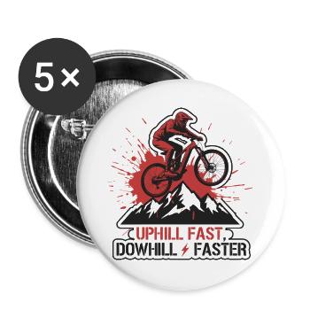 E-MTB Trash Polka Mountain Biker - Buttons groß 56 mm (5er Pack) - Weiß - Vorne