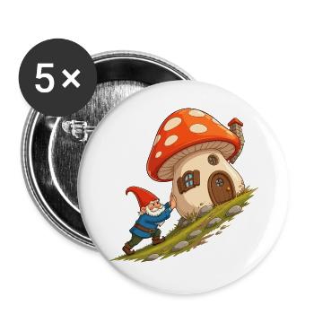 Mushroom house gnome pulls house - Buttons large 2.2''/56 mm (5-pack) - white - Front