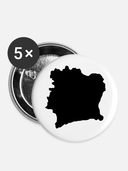 Karte der Elfenbeinküste - Buttons groß 56 mm (5er Pack) - Weiß