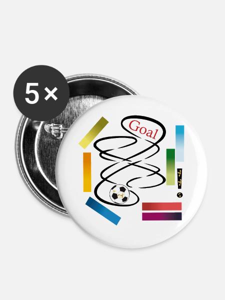 Fussballtor - Buttons groß 56 mm (5er Pack) - Weiß
