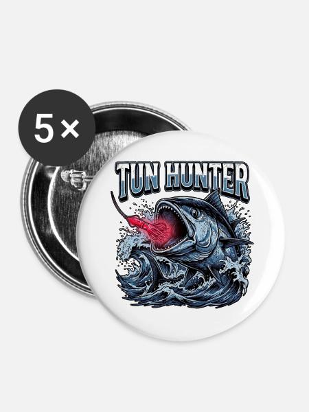 Tun Hunter - Buttons groß 56 mm (5er Pack) - Weiß