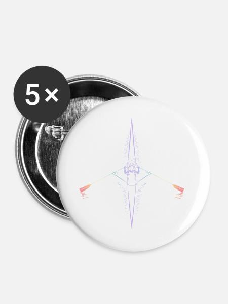 Rudern - Buttons groß 56 mm (5er Pack) - Weiß