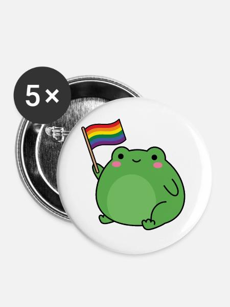 Pride Month LGBTQ – LGBT-Frosch - Buttons groß 56 mm (5er Pack) - Weiß