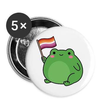 Pride Month LGBTQ – Lesbische Frosch - Buttons groß 56 mm (5er Pack) - Weiß - Vorne