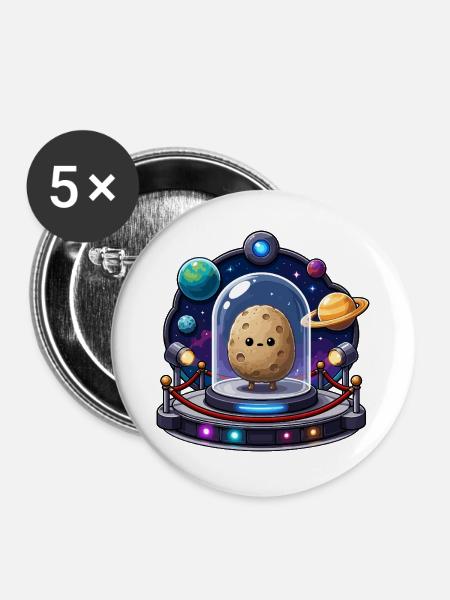 Kuscheliger Meteroid im Weltraum - Buttons groß 56 mm (5er Pack) - Weiß