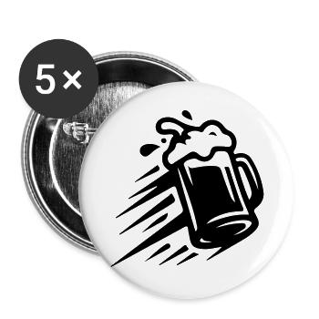 Icône de chope de bière - Lot de 5 grands badges (56 mm) - blanc - Devant