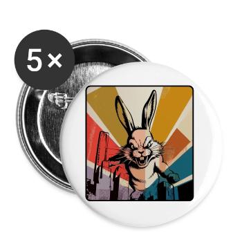 Angry Bunny dans le Pop Art rétro - Lot de 5 grands badges (56 mm) - blanc - Devant