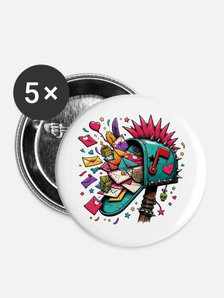 Stacheliger Briefkastenrausch - Buttons groß 56 mm (5er Pack) - Weiß