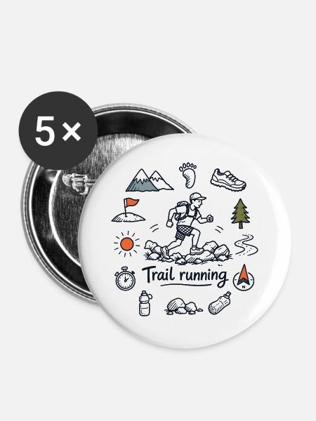 Trailrunning - Buttons groß 56 mm (5er Pack) - Weiß
