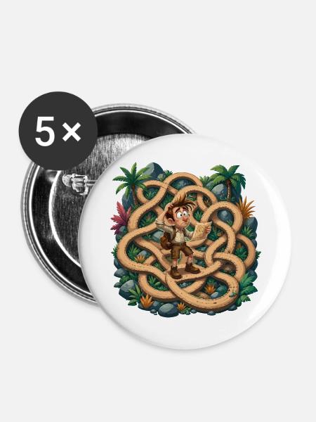 Verirrter Pfad im Dschungel - Buttons groß 56 mm (5er Pack) - Weiß