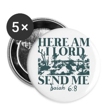 Ici, Seigneur, envoie-moi Ésaïe 6:8 - Lot de 5 grands badges (56 mm) - blanc - Devant