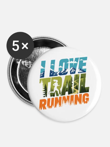 Ich liebe Trailrunning - Buttons groß 56 mm (5er Pack) - Weiß