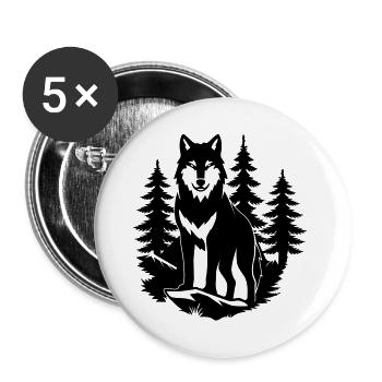 Wolf Silhouette in Forest - Buttons large 2.2''/56 mm (5-pack) - white - Front