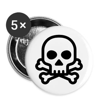 tête de mort, pirate, crâne, skull, icône, os croi - Lot de 5 grands badges (56 mm) - blanc - Devant