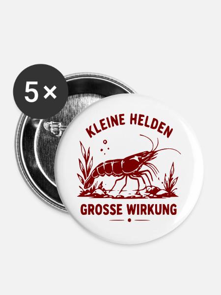 Kleine Helden Große Wirkung Krabbe - Buttons groß 56 mm (5er Pack) - Weiß