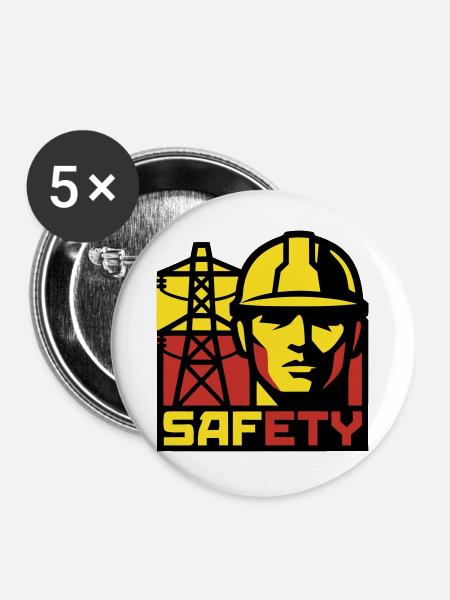 Elektriker Strommast Logo - Buttons groß 56 mm (5er Pack) - Weiß