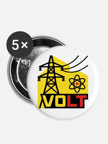 Hochspannung Volt Logo - Buttons groß 56 mm (5er Pack) - Weiß