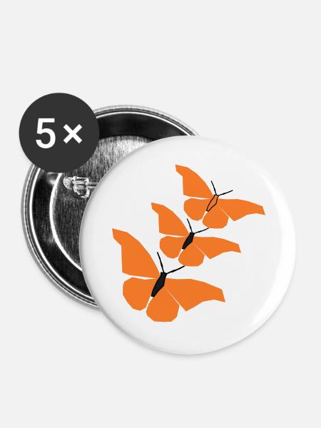 3_schmetterlinge_22 - Buttons large 2.2''/56 mm (5-pack) - white