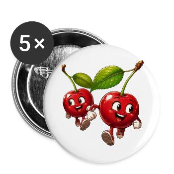 Cerises de course - Lot de 5 grands badges (56 mm) - blanc - Devant