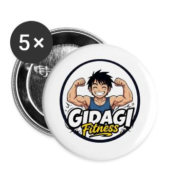 GIDAGI Fitness logo prints - Buttons large 2.2''/56 mm (5-pack) - white - Front