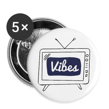 Vibes Navy Patch Hand Lettering - Buttons large 2.2''/56 mm (5-pack) - white - Front