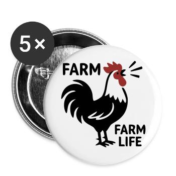 Logo de la Vie à la Ferme Rooster - Lot de 5 grands badges (56 mm) - blanc - Devant