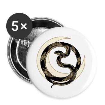 Symbole de streetwear du Serpent de Lune Interdit - Lot de 5 grands badges (56 mm) - blanc - Devant