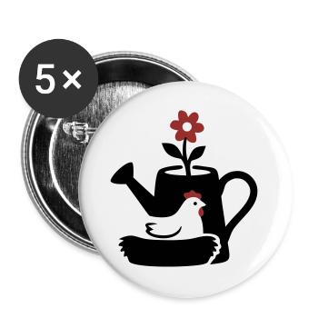 Watering Can Chicken Nest Graphic - Buttons large 2.2''/56 mm (5-pack) - white - Front
