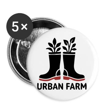 Logo des bottes en caoutchouc de ferme urbaine - Lot de 5 grands badges (56 mm) - blanc - Devant