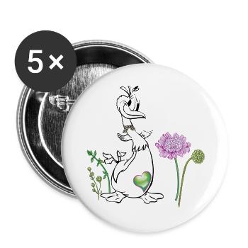 Canard dans la prairie - Lot de 5 grands badges (56 mm) - blanc - Devant