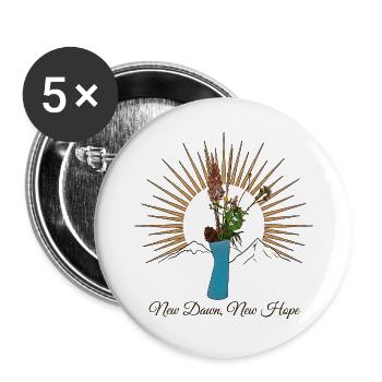 Nouvelle Aube Nouvel Espoir Lever floral - Lot de 5 grands badges (56 mm) - blanc - Devant
