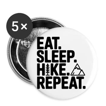 Eat. Sleep. Hike. Repeat. - Buttons large 2.2''/56 mm (5-pack) - white - Front