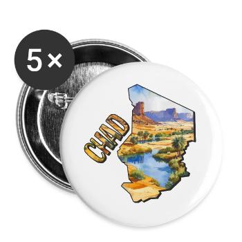 Chad Watercolor Map - Buttons large 2.2''/56 mm (5-pack) - white - Front