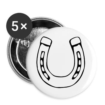 Hufeisen Glück Pferd reiten Geschenk Reiter - Buttons groß 56 mm (5er Pack) - Weiß - Vorne