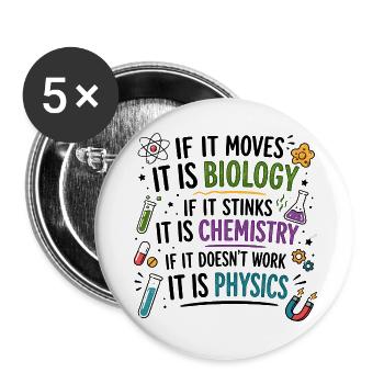 Funny Science Teacher Gift - Buttons large 2.2''/56 mm (5-pack) - white - Front