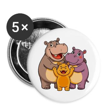 funny hippos - Buttons large 2.2''/56 mm (5-pack) - white - Front