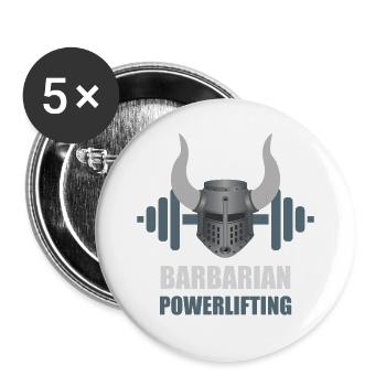 Barbarian Warrior Powerlifting Workout - Buttons large 2.2''/56 mm (5-pack) - white - Front